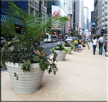 new york pedestian plaza step planters
