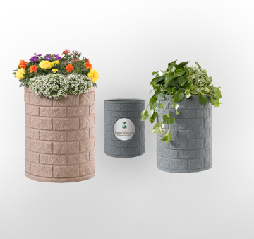 self watering rolled rim earth planters